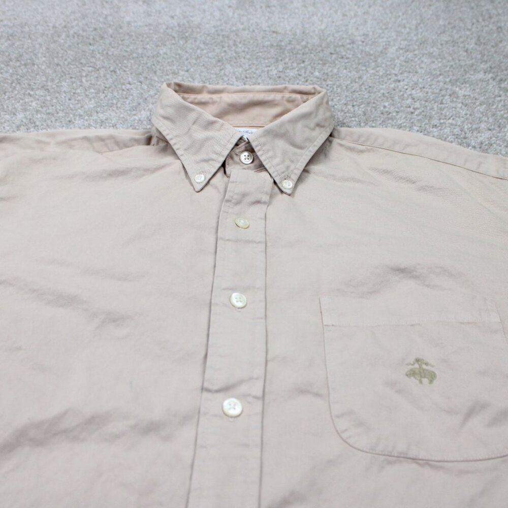 Brooks Brothers Sport Shirt Mens Large Beige Cotton Long Sleeve Button Down - Picture 4 of 12